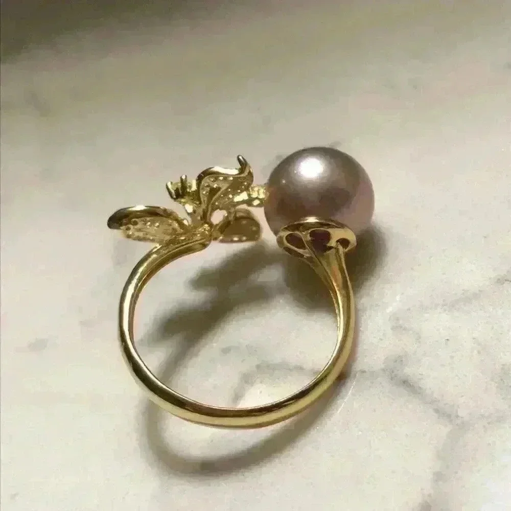 10mm Custom Made Genuine Pearl Clover Ring